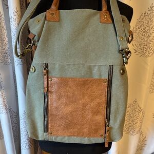 Mona B Olive and Brown Backpack